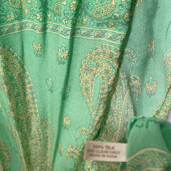 Christina India Lime Green Silk Shirt and Silk Scarf Combo - XL - Picture 8 of 9